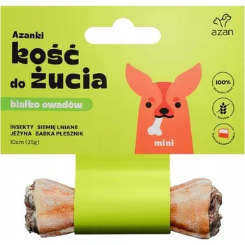 Pamlsek pro psa AZANKI Kost s hmyzem, lněným semínkem a ostružinou MINI 10 cm