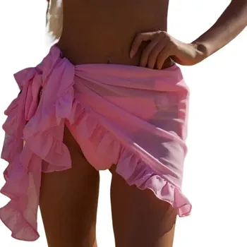 Dámská sukně Letní krajková plážová sukně s vázáním | plážová sukně, plážový přehoz - Růžový