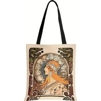 Olejomalba Alphonse Mucha na tašce | plátěná taška, taška přes rameno - bstdaerfengsi12cw , 34 cm x 34 cm