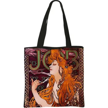 Olejomalba Alphonse Mucha na tašce | plátěná taška, taška přes rameno - bstdaerfengsi25cw , 39 cm x 39 cm