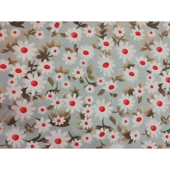 Bavlněná česká látka šíře 240 cm - Kopretiny na modré (50cm)