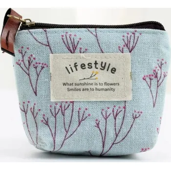 Peněženka Malá květinová peněženka na zip | peněženka, pouzdro - Modrý