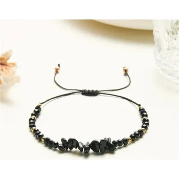 Náramek Ručně pletený náramek z drcených kamenů | energetický náramek, minerální šperk - BR23Y0905-12