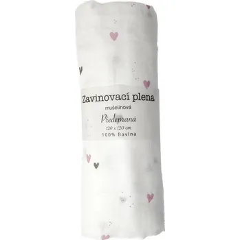 PREM Plena zavinovací 120x120 cm, tisk - fialová srdíčka