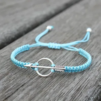 Náramek Jednoduchý unisex párový náramek pro štěstí | náramek, šňůrkový náramek - Světle modrá