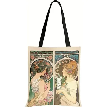 Olejomalba Alphonse Mucha na tašce | plátěná taška, taška přes rameno - bstdaerfengsi03g , 39 cm x 39 cm