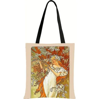 Olejomalba Alphonse Mucha na tašce | plátěná taška, taška přes rameno - bstdaerfengsi07cw , 39 cm x 39 cm