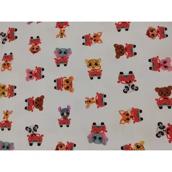 Bavlněná látka digi tisk šíře 145cm - Zvířátka v autíčku (50cm)