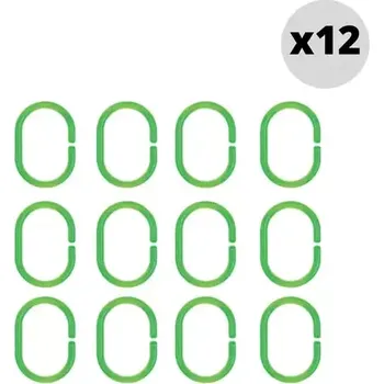 Sprchový závěs Spirella C-MINNOR sada 12 ks kroužků na sprchové závěsy zelená (7610583097347)