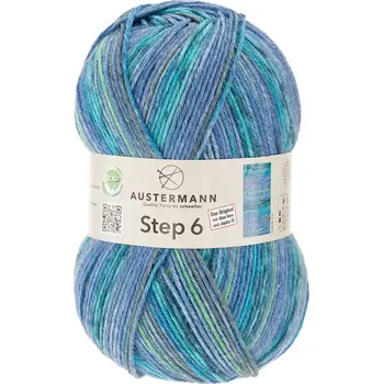 Příze Austermann Step 6 Color 717 Lagune (Ponožková příze Step 6 - 717 Lagune)