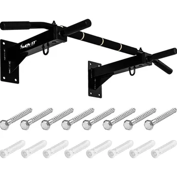 Nástěnná hrazda na cvičení a posilování, ocel + polstrované úchopy,černá, nosnost 350 kg