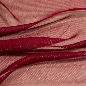 Hedvábný šifon vínový, stříbrný lurex, š.130