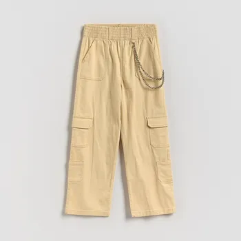 Reserved - Kalhoty cargo s řetězem - tělová - 079FG-02X - 079FG-02X-134