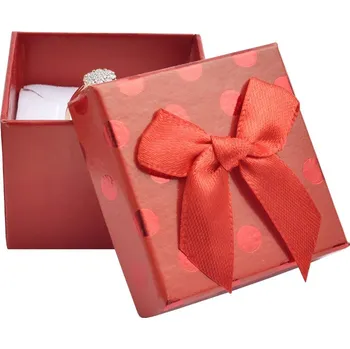 Dárková krabička Šperky4U Dárková krabička na prsten/náušnice, červená s lesklými puntíky - KR0301-R