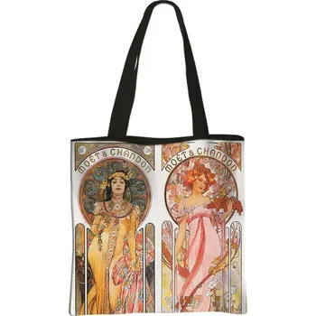 Olejomalba Alphonse Mucha na tašce | plátěná taška, taška přes rameno - bstdaerfengsi19cw , 39 cm x 39 cm