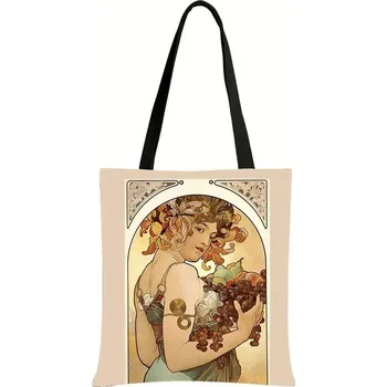 Olejomalba Alphonse Mucha na tašce | plátěná taška, taška přes rameno - bstdaerfengsi04cw , 39 cm x 39 cm
