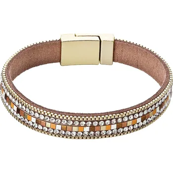 Náramek Náramek světle hnědý textilní 53008.3 gold