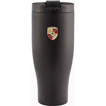PORSCHE XL thermal travel cup Termoska cestovní černá 900ml (Velkoryse dimenzovaný termohrnek v černé barvě s erbem Porsche.)