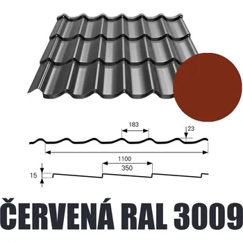 Střešní krytina BP2 Plechová krytina ALFA 0,5mm ČERVENÁ Délka 4,5 m