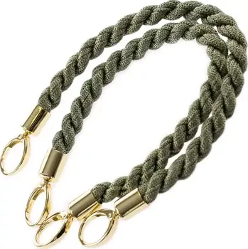 Příze Ucha na tašky Inda délka 50 cm Olivová se zlatým kováním (Luxusní ucha na kabelky a tašky Inda Olivová se zlatem)