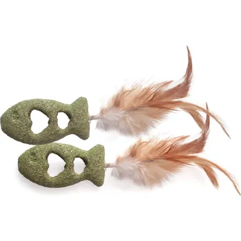 Hračka pro kočku Aumüller opeřená rybka pro kočky - výhodné balení: 2 x sada 2 kusů