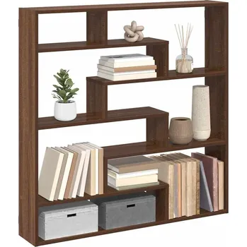 police vidaXL Nástěnná police 7 přihrádek kompozitní dřevo [860023] Barva: hnědý dub