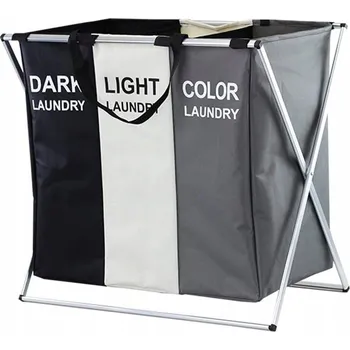 Koš na prádlo KOŠ NA PRÁDLO, SPODNÍ PRÁDLO, ORGANIZÉR, VOLNĚ STOJÍCÍ, NA HRAČKY, 3 KOMORY, SKLÁDACÍ
