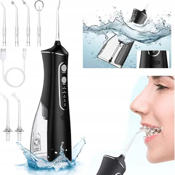 Bezpečnostní kamera BEZDRÁTOVÝ ZUBNÍ IRIGÁTOR ČERNÝ, 6 TRYSKEK, 4 ÚROVNĚ, IPX7, 300 ML