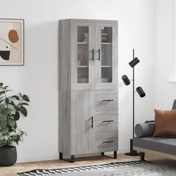 Organizace kuchyně vidaXL Skříň highboard 69,5 x 34 x 180 cm kompozitní dřevo [3198489] Barva: šedá sonoma