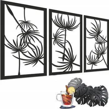 Obraz Triptych Děrovaný panel Poupata pampelišky Boho Dekorace 3D obraz do obýváku 56x96