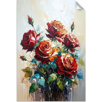 Obraz SAMOLEPÍCÍ PLAKÁT do LOŽNICE OBÝVÁKU Červené Růže Květiny 40x60