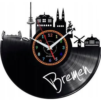 Hodiny BREMEN NÁSTĚNNÉ HODINY DEKORATIVNÍ MODERNÍ VINYLOVÁ DESKA