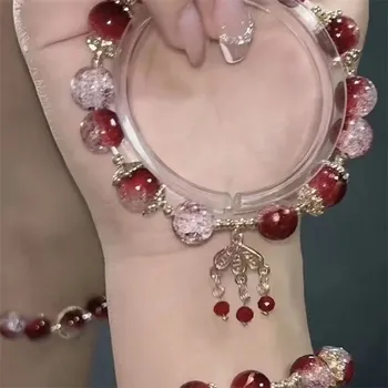 Náramek Korálkový náramek s přívěskem květin | korálkový náramek, řetízkový náramek - BR24Y0251 , 20 cm