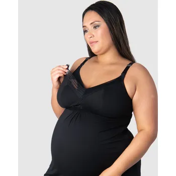 Kalhotky Dámská noční košilka Hotmilk Dream Nightie FULL CAP kojicí černá (DNB) M