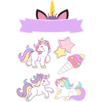 Jedlá dekorace na dort UNICORN - JEDNOROŽCI-40 Materiál: Jedlý papír