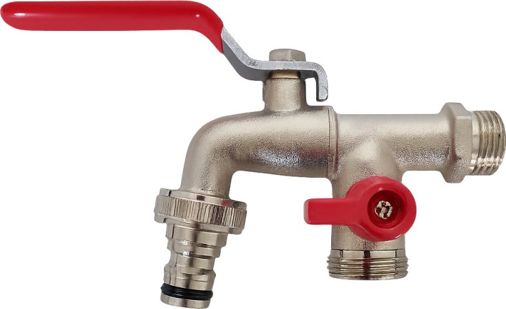 Zahradní ventil 1/2" s adaptérem na rychlospojku a vnějším závitem 3/4"