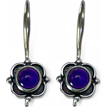Náušnice FLAVIA, stříbrné náušnice, ametyst, Ag 925/1000