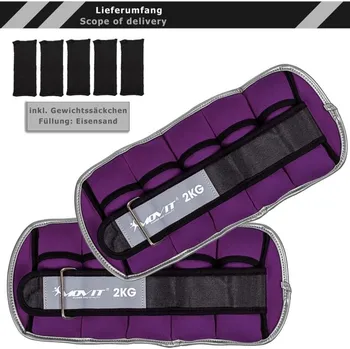 Zátěžové oblečení MOVIT Neoprenové reflexní zátěžové manžety, 2x2 kg, fialové