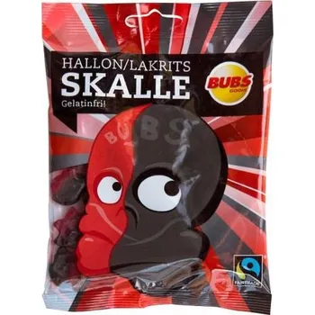 Bonbon Bubs Skull žvýkací bonbony s příchutí maliny a lékořice 90 g
