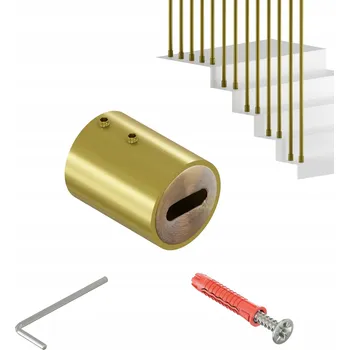 Zábradlí DRŽÁK MADLA ZÁBRADLÍ TRALKY UPEVNĚNÍ SLOUPEK HARFA R FI 25MM ZLATÝ MAT