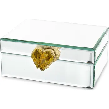 Šperkovnice ZRCADLOVÁ ŠPERKOVNICE STŘÍBRNÁ NA ŠPERKY KAZETA GLAMOUR ZLATÝ KÁMEN