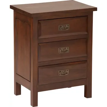 Noční stolek Noční stolek trojzásuvkový Čokoládová