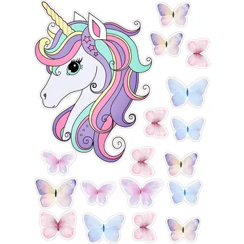Jedlá dekorace na dort UNICORN - JEDNOROŽCI-57 Materiál: Jedlý papír