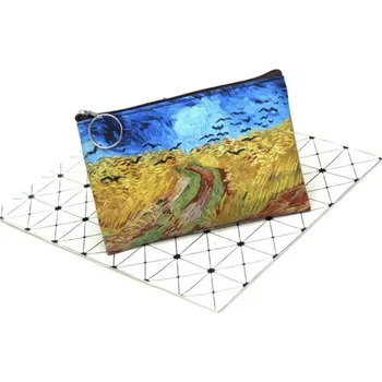 Vintage taštička s motivem slunečnic van gogh | plátěná peněženka, mincovní taštička - 5