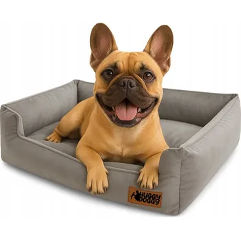 Pelíšek pro psa Pelíšek velurový šedý pro psa buldok, bígl, kavalír HUGGY DOGGY L