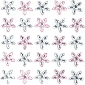 Galeria Papieru Samolepicí dekorační květy - s kamínky, růžové, 25 ks