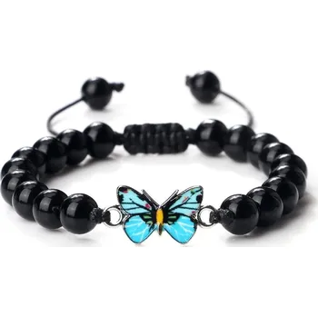 Šperk Minerální náramek s motýlkem | módní doplněk, náramek - Modrá lesklá