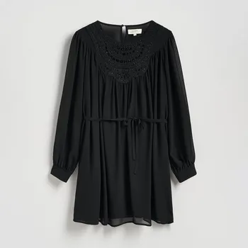 Dámské šaty Reserved - Minišaty s vyšívaným výstřihem - černý - 239HP-99X - 239HP-99X-XL