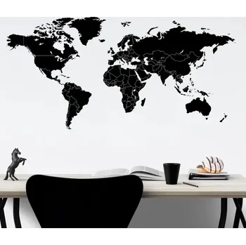 Samolepící dekorace Mapa světa jednotlivé státy - vinylová samolepka na zeď 200x100cm