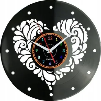 Hodiny VALENTÝNSKÉ HODINY NÁSTĚNNÉ DEKORATIVNÍ MODERNÍ VINYLOVÁ DESKA NA ZEĎ